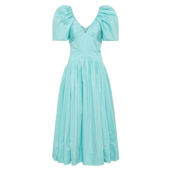 Aje Blue Dress Gabrielle Plunge Midi Dress Clothing Aje Luxury Shoes 