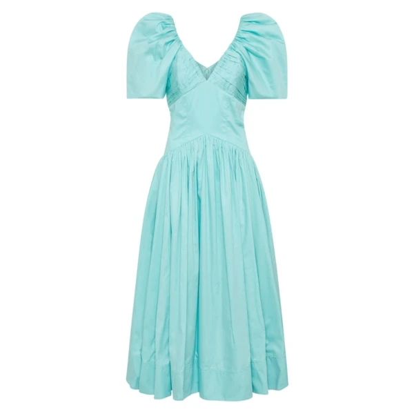 Aje Blue Dress Gabrielle Plunge Midi Dress Clothing Aje Luxury Shoes 