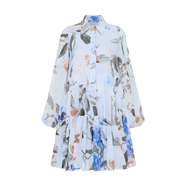 Aje Blue Dress Georgia Smock Mini Dress Clothing Aje Luxury Shoes 