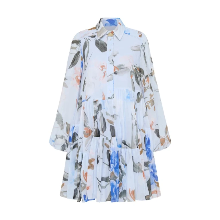 Aje Blue Dress Georgia Smock Mini Dress Clothing Aje Luxury Shoes 