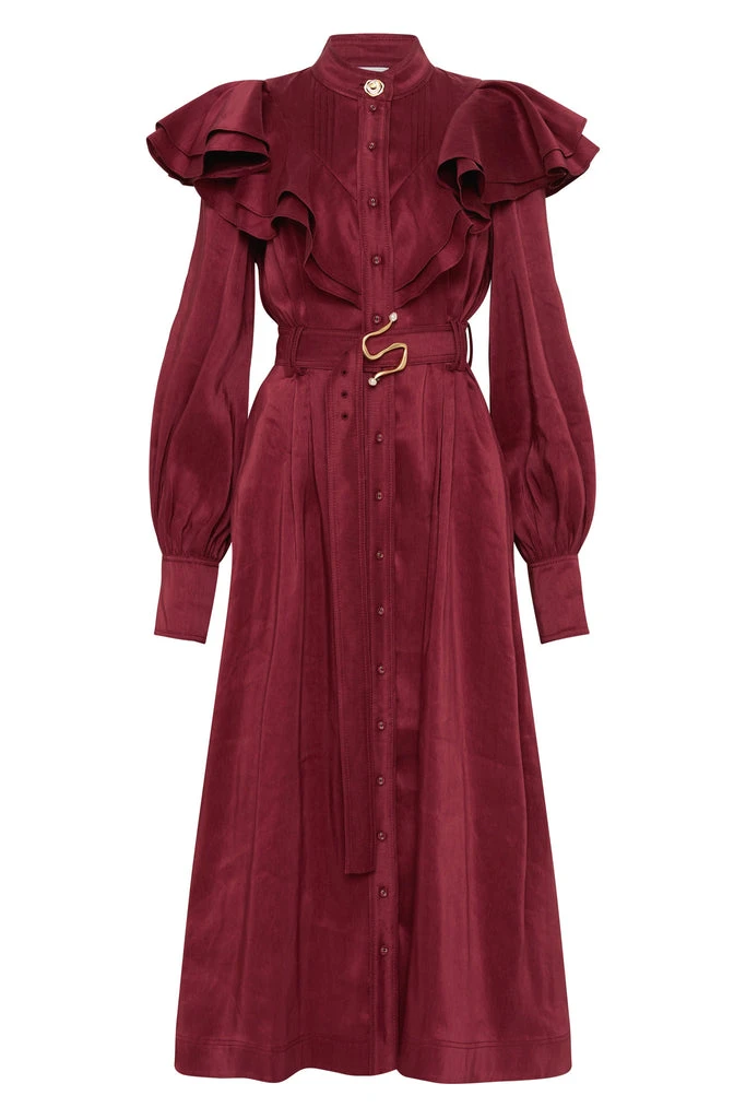 Aje-Isabella-Belted-Midi-Dress Aje Red dress