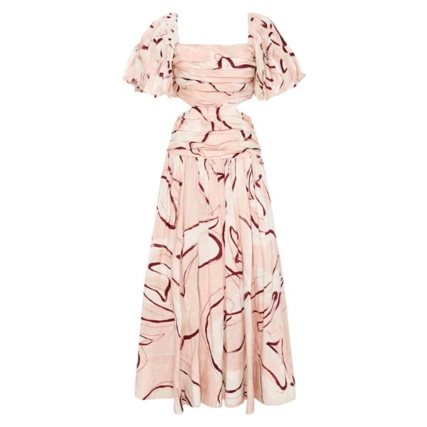 Aje Multicolour Dress Marianne Ruched Midi Dress Clothing Aje Luxury Shoes 