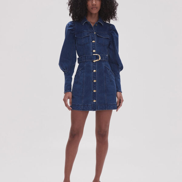 Aje May Denim Long Sleeve Dress, view 2