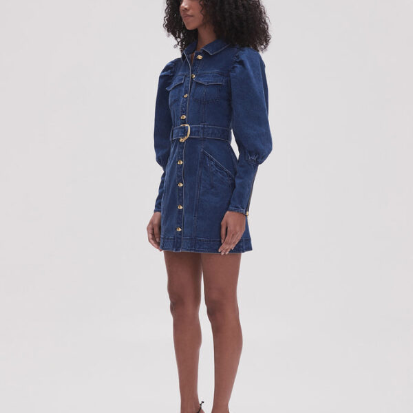 Aje May Denim Long Sleeve Dress, view 3