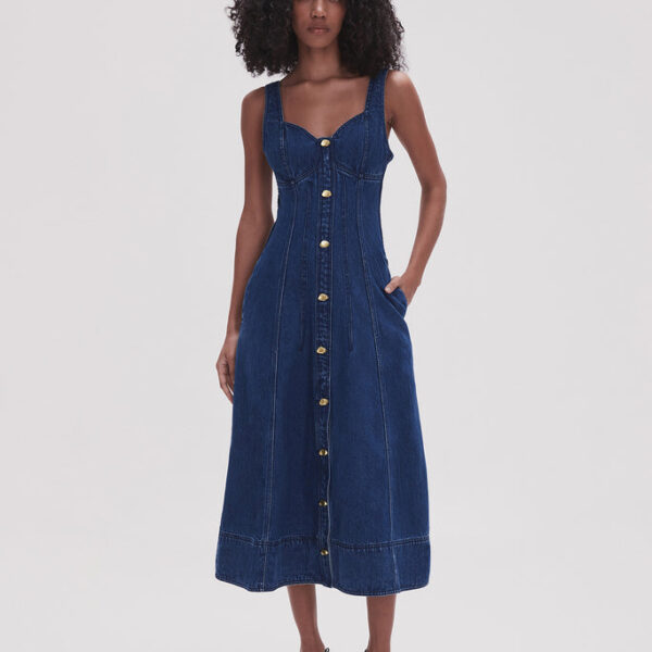 Aje May Denim Midi Dress, view 2