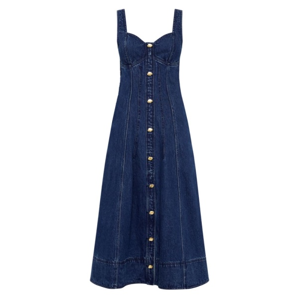 Aje Blue Dress May Denim Midi Dress Clothing Aje Luxury Shoes 