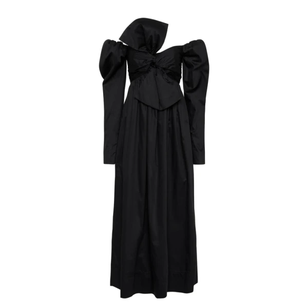 Aje Black Dress Valentina Bow Midi Dress Clothing Aje Luxury Shoes 