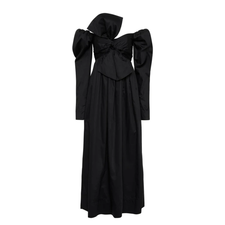 Aje Black Dress Valentina Bow Midi Dress Clothing Aje Luxury Shoes 