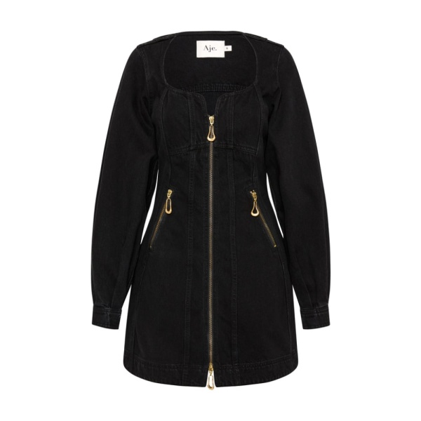 Aje Black Dress Willa Denim Mini Dress Clothing Aje Luxury Shoes 
