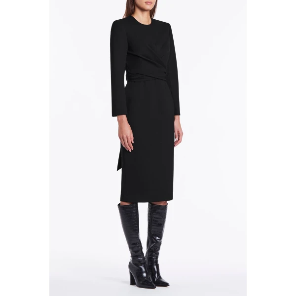 Maelle cape gown Black crepe cape midi dress (Copy) Clothing classic Luxury Shoes 