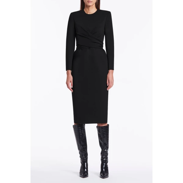 Maelle cape gown Black crepe cape midi dress (Copy) Clothing classic Luxury Shoes 