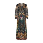 camilla floral dress Button Maxi Floral Dress With Shaped Waistband Clothing Australian Designer Luxury Shoes 