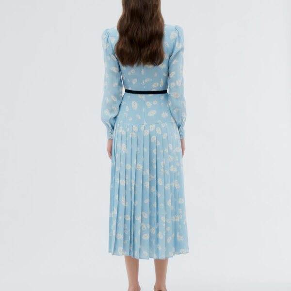 Alessandra Rich Daisy Print Silk Dress, view 4