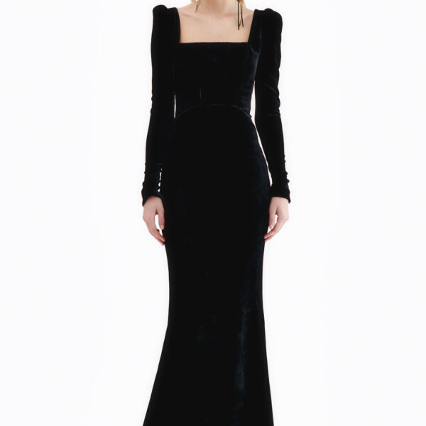 Alessandra Rich Velvet Evening Dress, view 2
