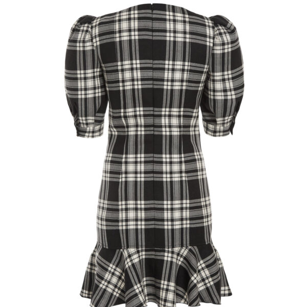 Alessandra Rich Tartan Wool Mini Dress With Lace Up, view 3