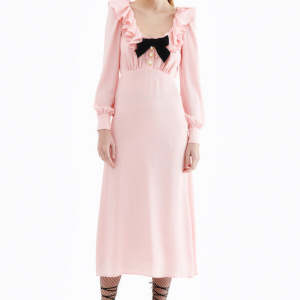 Alessandra Rich Silk Blend Dress With Volant Collar, view 2