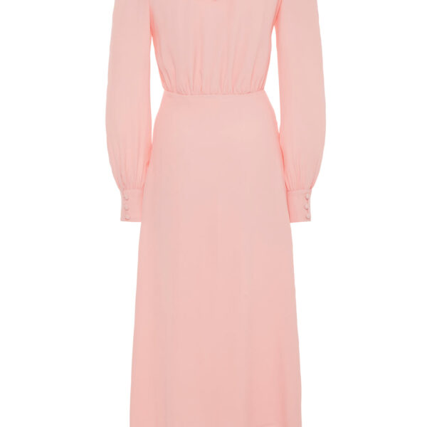 Alessandra Rich Silk Blend Dress With Volant Collar, view 3