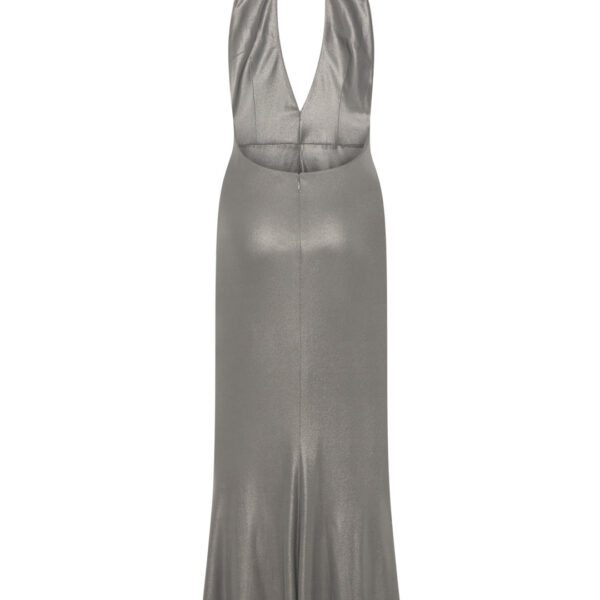 Alessandra Rich Laminated Jersey Evening Dress With Halterneck, view 3