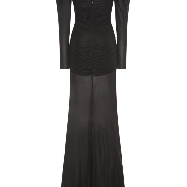 Alessandra Rich Laminated Jersey Draped Evening Dress, view 3