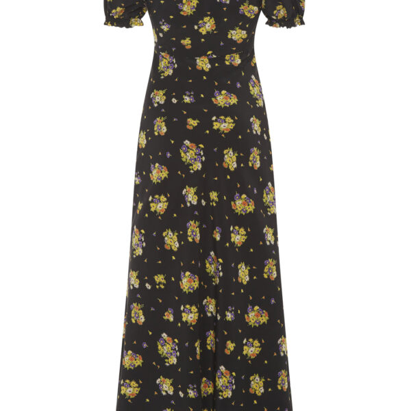 Alessandra Rich Daisy Print Silk Off The Shoulder Dress, view 3