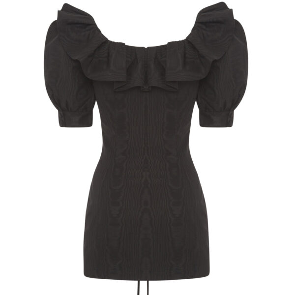 Alessandra Rich Moiré Mini Dress With Lace Up, view 3