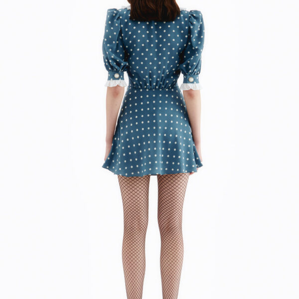 Alessandra Rich Polka Dot Silk Mini Dress With Collar, view 4