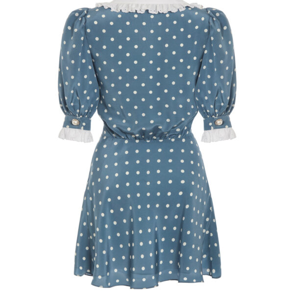 Alessandra Rich Polka Dot Silk Mini Dress With Collar, view 3