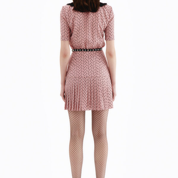 Alessandra Rich Heart Print Silk Pleated Mini Dress With Collar, view 4