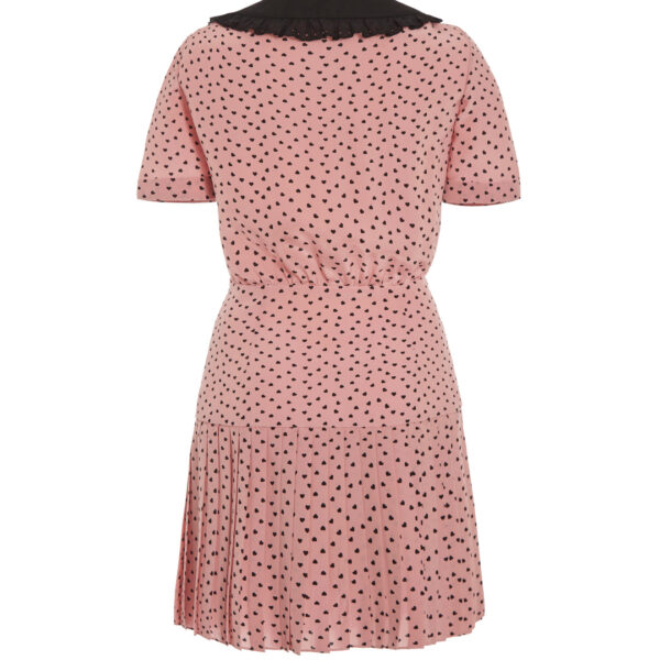 Alessandra Rich Heart Print Silk Pleated Mini Dress With Collar, view 3