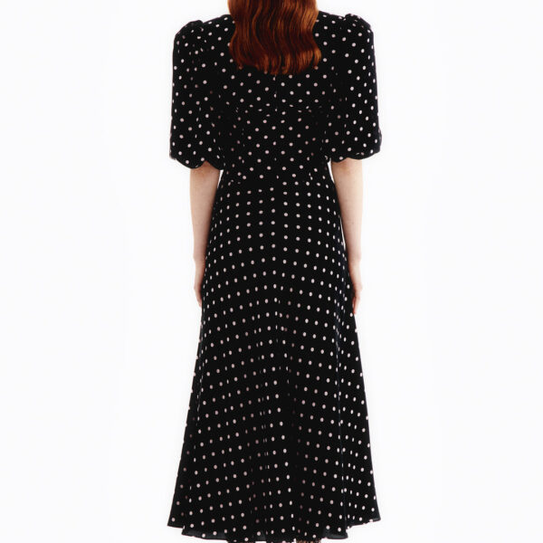 Alessandra Rich Polka Dot Silk Dress With Puff Sleeves, view 4