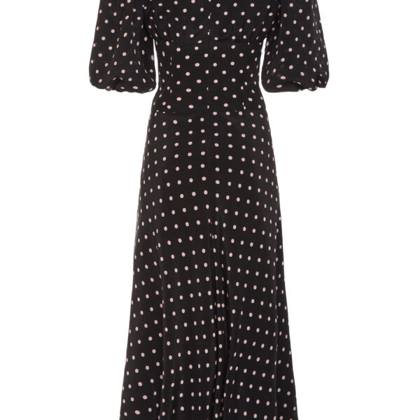 Alessandra Rich Polka Dot Silk Dress With Puff Sleeves, view 3