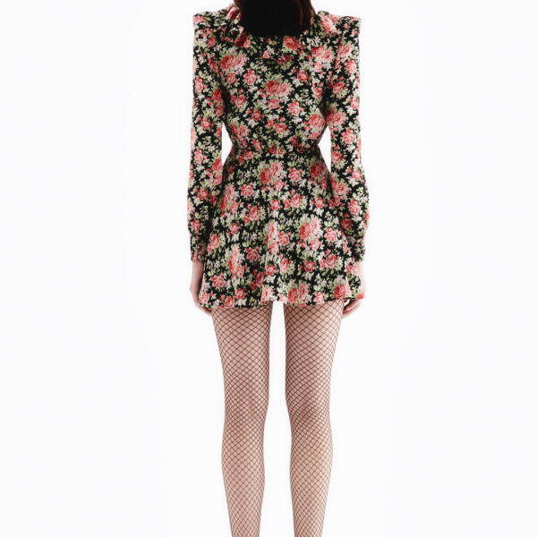 Alessandra Rich Rose Print Mini Dress With Velvet Bow, view 4