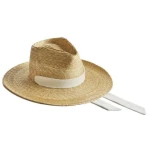 Montegallo-Lady-Bogart-White-Ribbon-Straw-Hat Straw Hats
