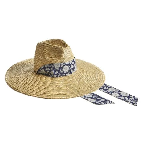 Montegallo-Liberty-Blue-Flower-Ribbon-Straw-Hat Straw Hats