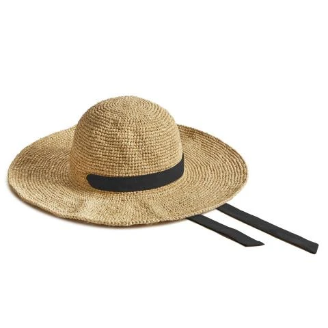 Montegallo-Travel-Black-Ribbon-Straw-Hat Straw Hats
