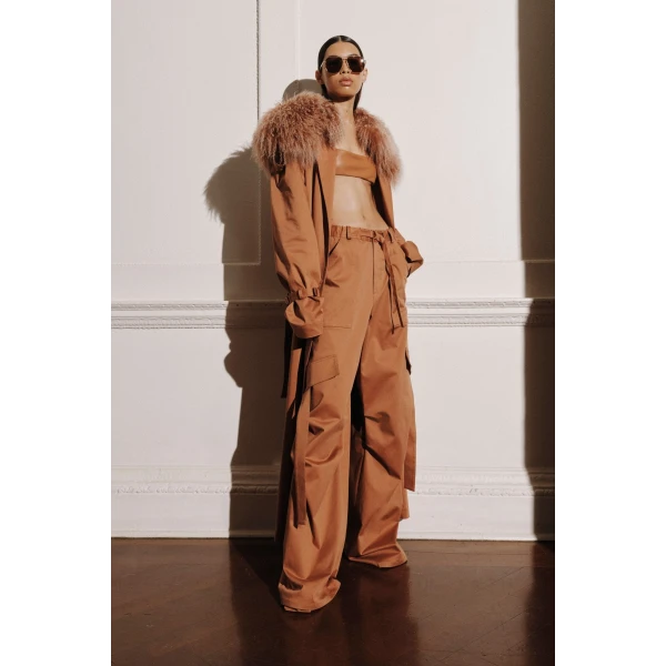 Cotton Relaxed Trench Coat With Shearling - Image 2