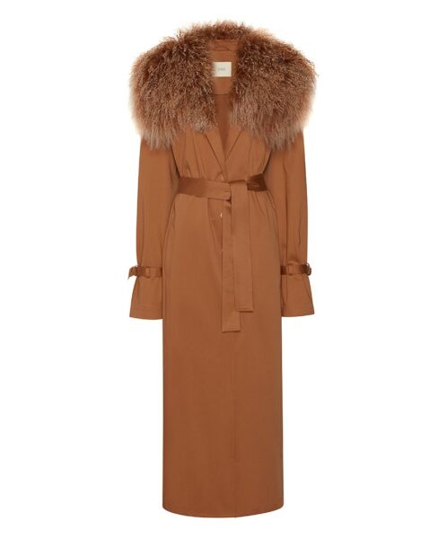 Cotton Relaxed Trench With Shearling