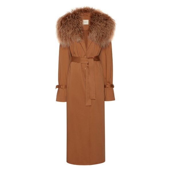 Cotton Relaxed Trench With Shearling