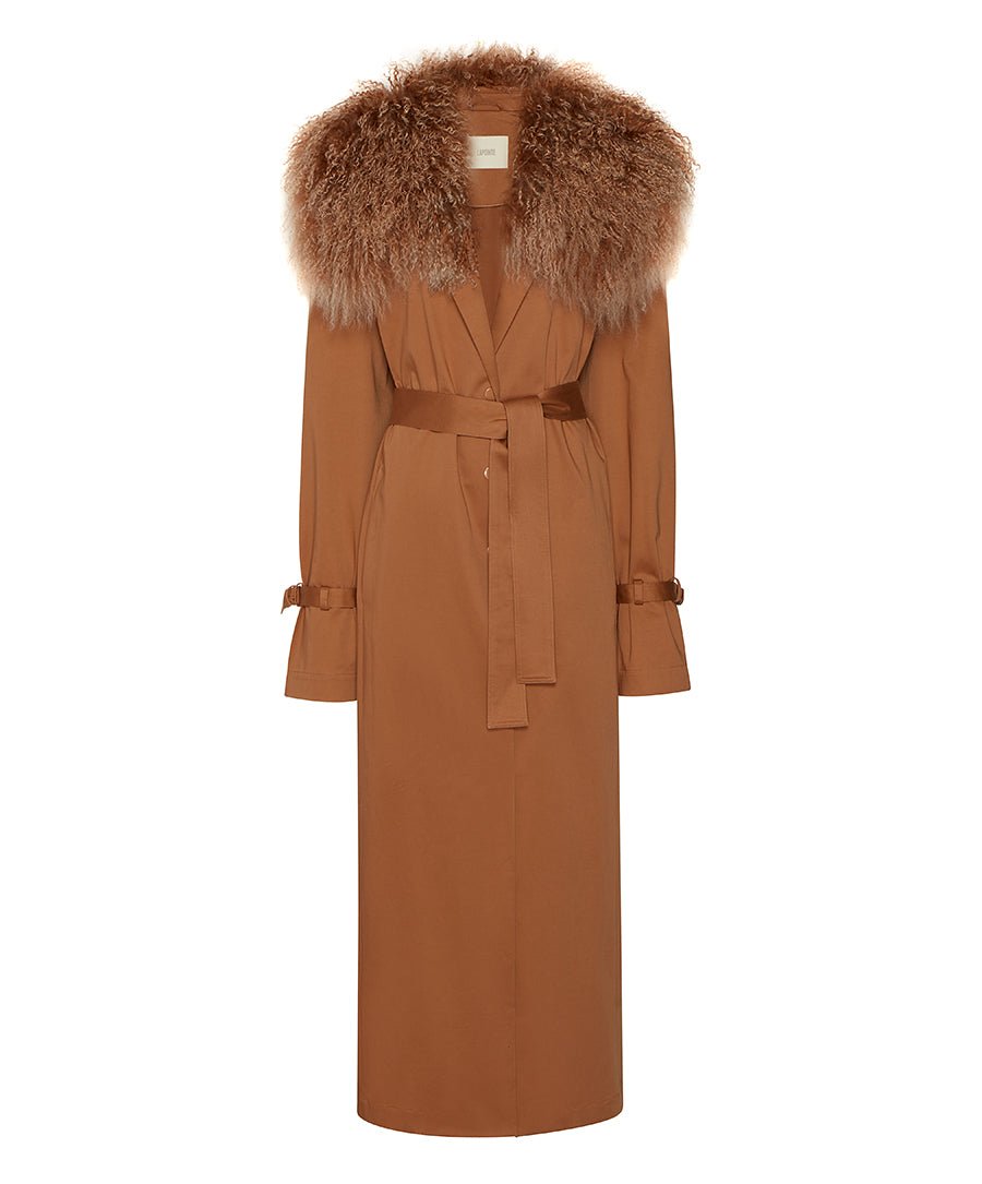 Cotton Relaxed Trench With Shearling