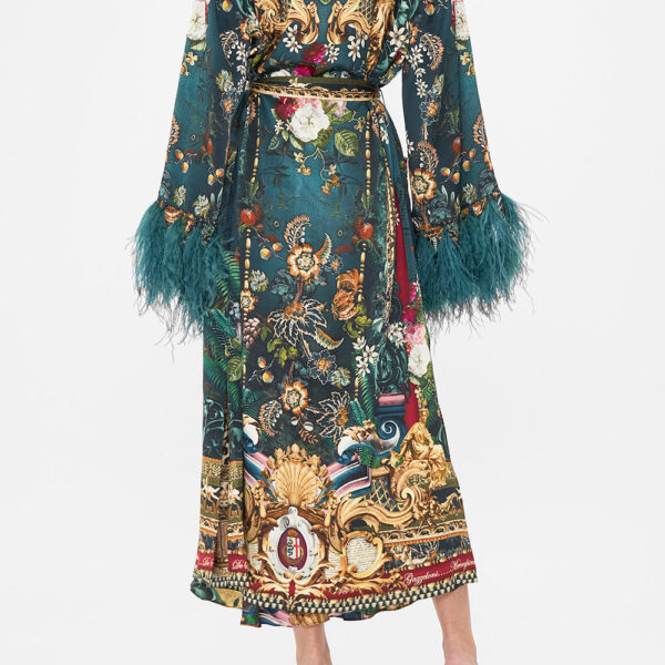 Camilla dress Long robe with flared sleeve dress green midi dress