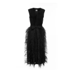 Huishan Zhang Elizabeth Dress Black Pleated Voile