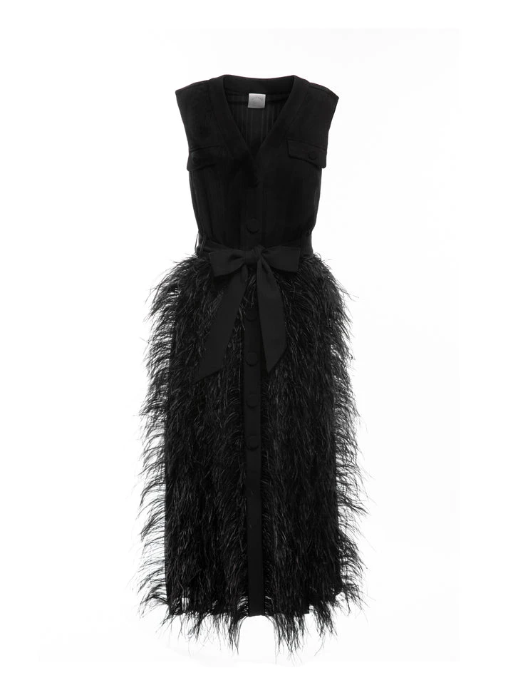 Huishan-Zhang-Elizabeth-Dress-Black-Pleated-Voile Huishan Zhang Elizabeth Dress Black Pleated Voile