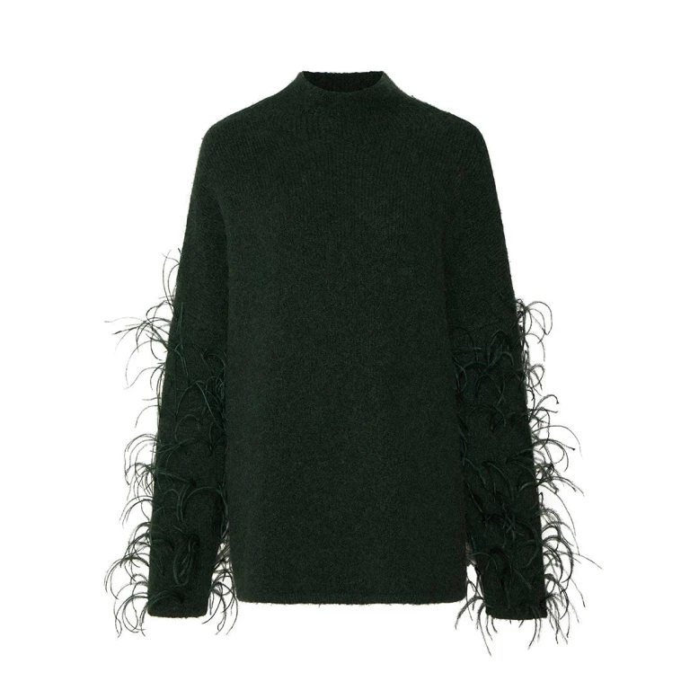 Lapointe Alpaca Silk Turtleneck With Feathers