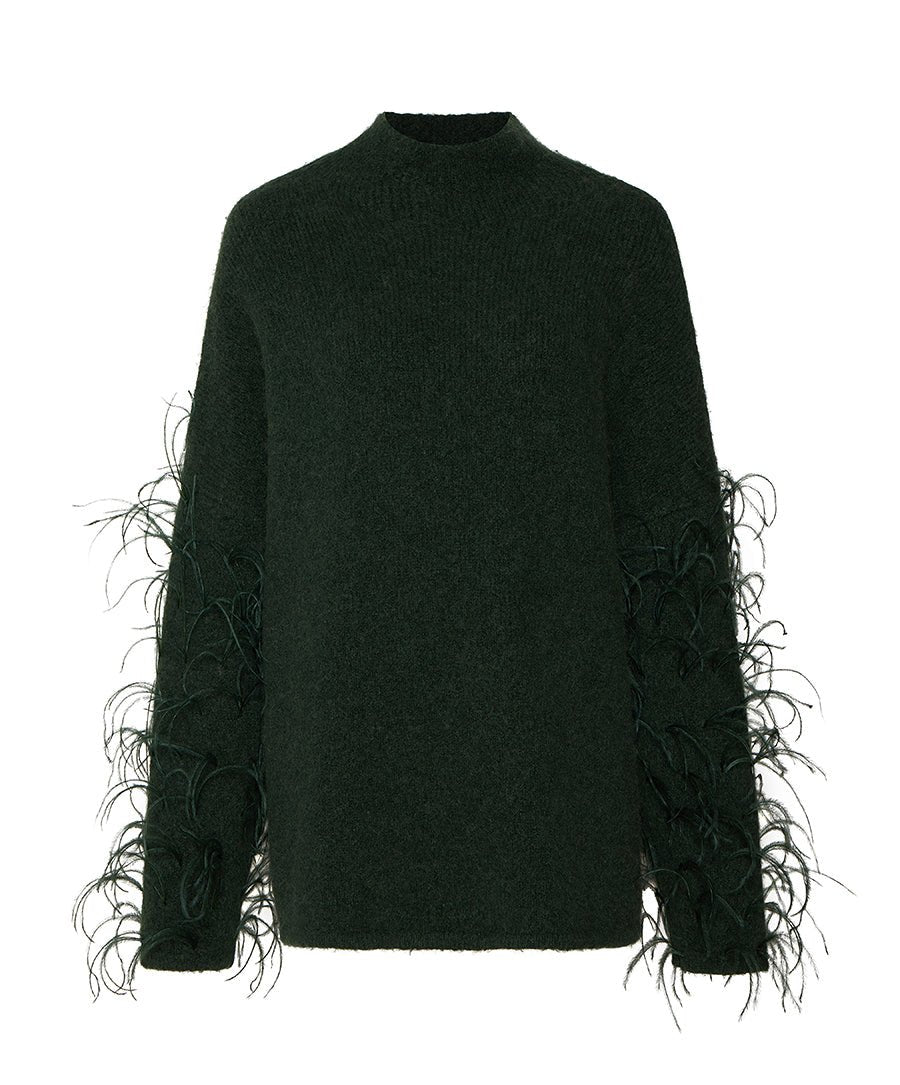 Lapointe Alpaca Silk Turtleneck With Feathers