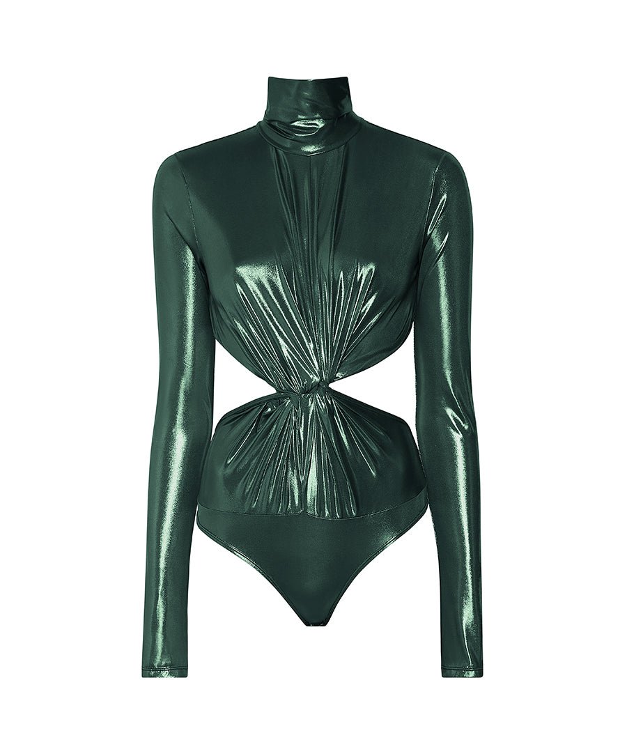 Lapointe Shiny Jersey Turtleneck Bodysuit