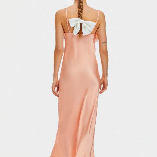 The Sleeper Boheme Slip Dress with Feathers in Light Peach