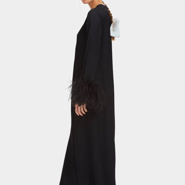The Sleeper Suzi Maxi Dress with Detachable Feathers in Black