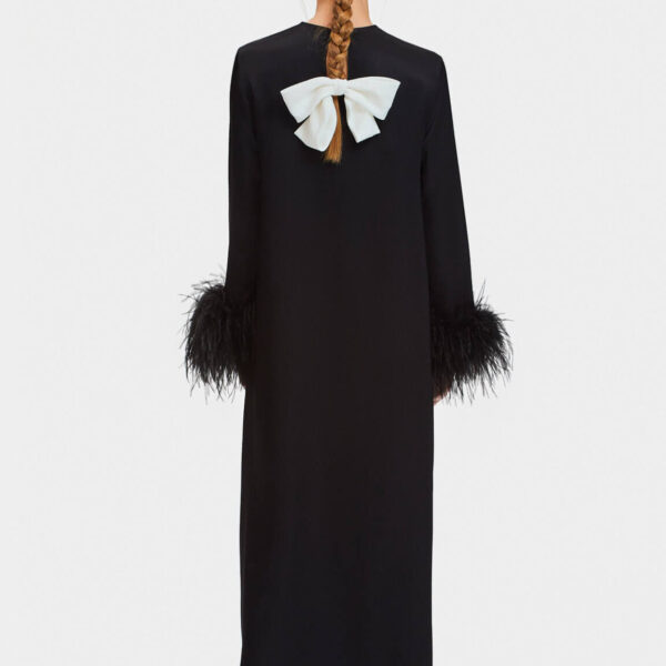 The Sleeper Suzi Maxi Dress with Detachable Feathers in Black