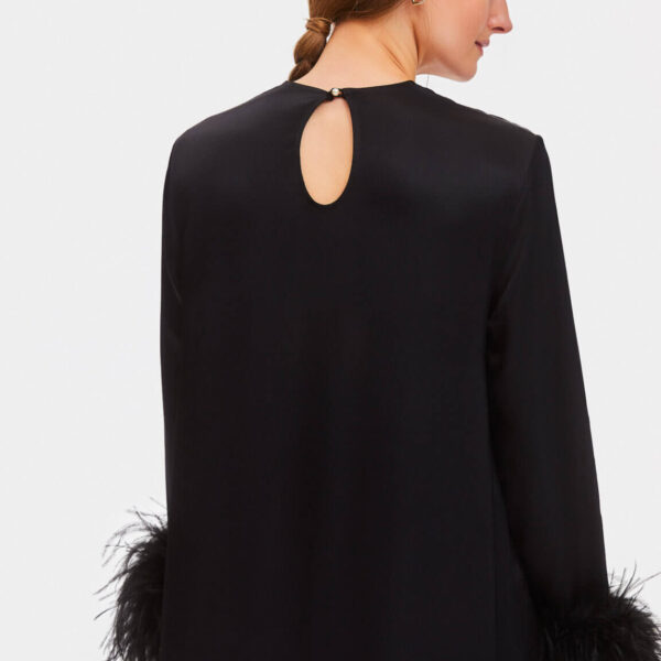 The Sleeper Suzi Maxi Dress with Detachable Feathers in Black