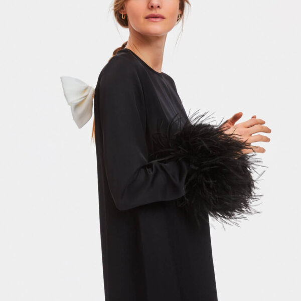 Suzi Maxi Dress with Detachable Feathers in Black - Image 7